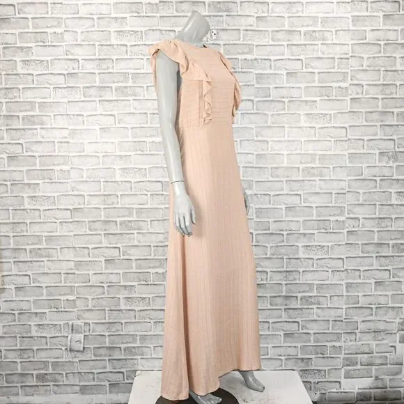 Christy Dawn Women's the Jessa Dress Maxi Ruffle trim in Oat stripe size Medium - Picture 5 of 12